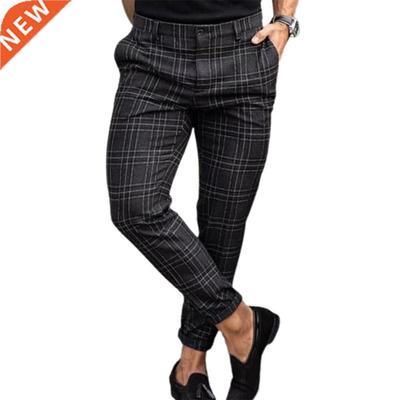 Pant Plaid Printed Fashionable Men Full Length Trouser for L