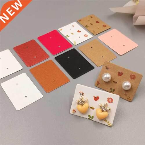 100PCS 3.5*2.5cm Kraft Paper Ear Studs Hang Tag Jewelry Di
