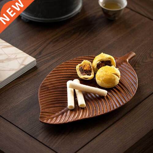 Q9QF Wooden Leaf Shape Refreshment Tray Fruit Tray Dessert