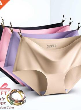 Big Size 4XL Women Seamless Panties Silk Mid Waist Underwear