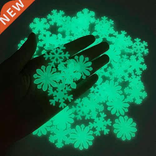 50Pcs Luminous Snowflake Wall Stickers Glow In The Dark Deca