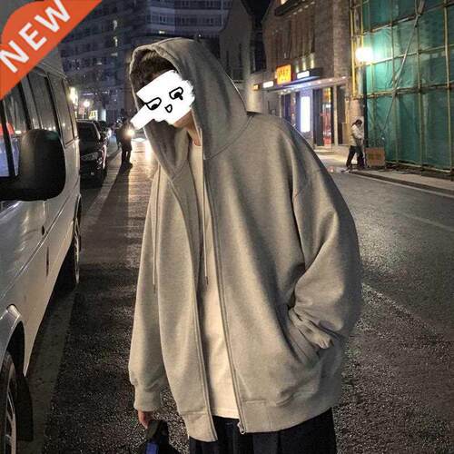 Men Comfy Pure Zip up Hoodies Autumn Fleece Hooded Sweatshir