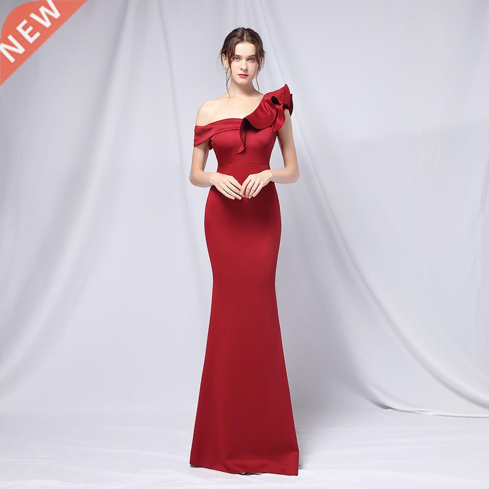 One Shoulder Mermaid Evening Dresses Long 2021 For Women Ele图片