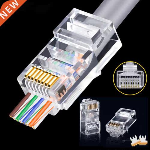25/50pcs Rj45 Cat5 Cat5e Pass Through Connector Network Unsh