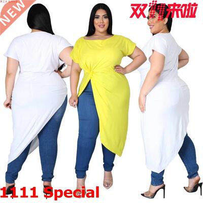 2023欧美跨境性感纯色肥婆大码上衣连衣裙Plus-size lady's dress