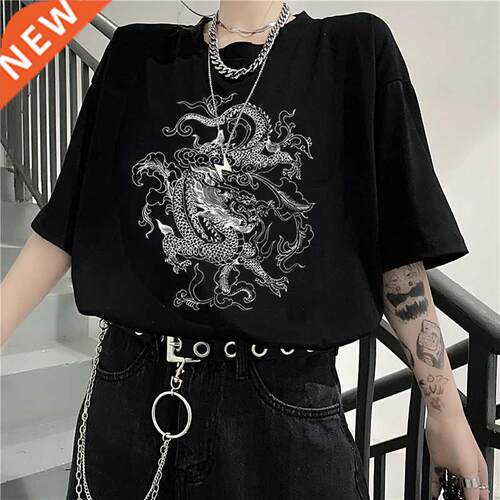 Korean Tees dropipping Cotton Goth dragon punk Gothic clot