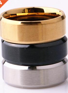 wholesale 50pcs/lot black gold silver color men's 8mm stainl