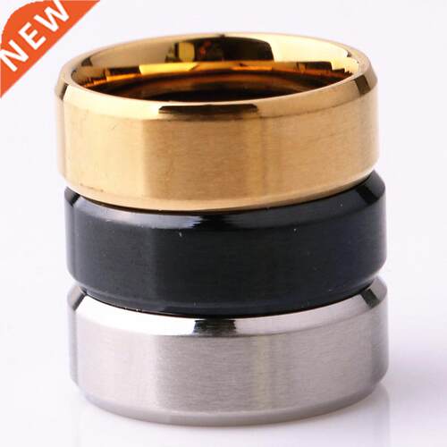 wholesale 50pcs/lot black gold silver color men's 8mm stainl