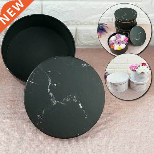 3pcs/set Round Gift Box Black White Marbling Pattern