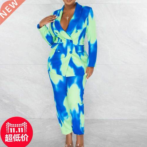 S-3xl Large size fat MM printed women's blazer suit大码套装