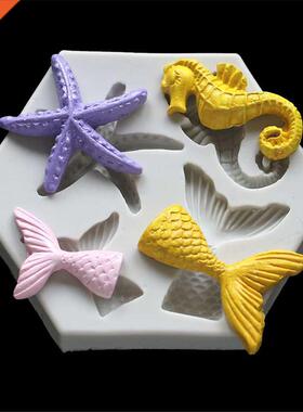 Mermaid Starfi Seahorse aped Silicone Fondant Cake Decor