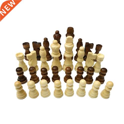 Wooden Chess Set 7.7cm King 32 Chess Pieces Figures Pawns Ad