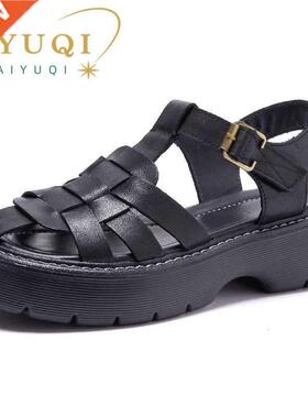 AYUQ Sandals Women Summer 2022 New Genune Leather Baotou