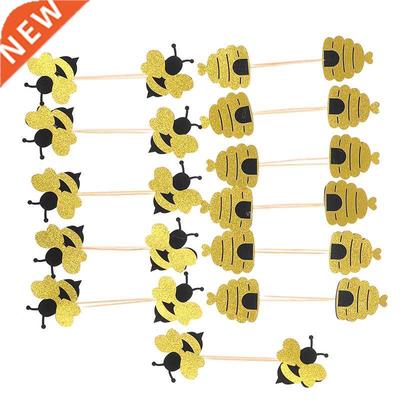 12pcs Bee Shape Cupcake Paper Cake Topper Birtay Party Cake