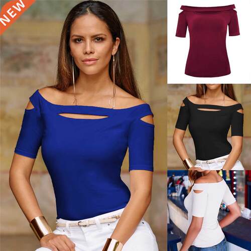 2022 women t shirts slim off shoulder T-shirt jacket 女T恤
