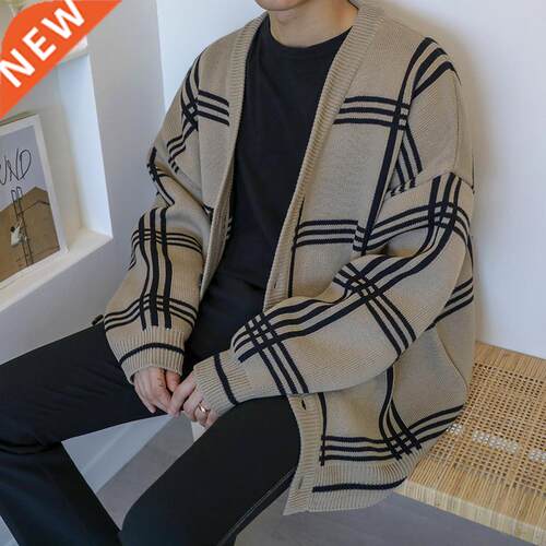 Autumn and Winter Sweater Men Retro Cardigan Loose Casual Ko