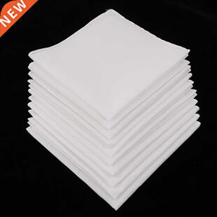 10pcs Mens White Handkerchiefs 100% Cotton Square Super Soft