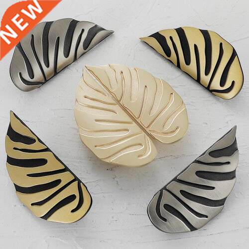 Creative Leaf Furniture Handle Drawer Knob Black Gold Leaves