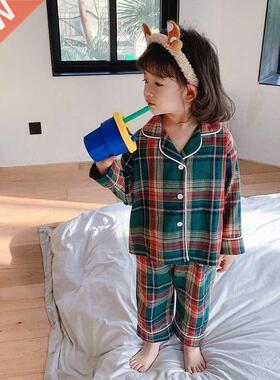 2 Colors.Girl's Turndown Collar Pajama Sets.Toddler Kids Con