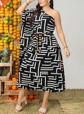 S-5XL Large Size High Waist Chiffon fat MM irregular dress