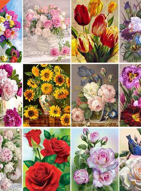 Sale 5D  Diamond Painting Flowers Rose Cross Stitch Kit F