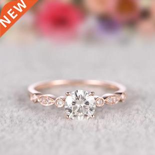 100% Natural Diamond 14K Rose Gold Rings for Women Wedding B
