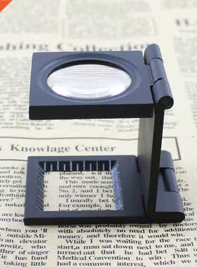 10X 28mm Mini Zinc Alloy Folding Magnifier with Scale for Te