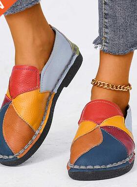 KAMUCC Women Loafers Patches Stitching Flat Shoes 2022 Woman