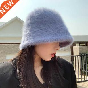 2020 Hat winter women's faion Solid color rabbit fur hat b