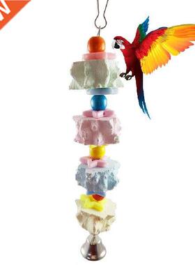 Parrot Toys Wood Birds Standing Chewing Rack Toys Bead Ball