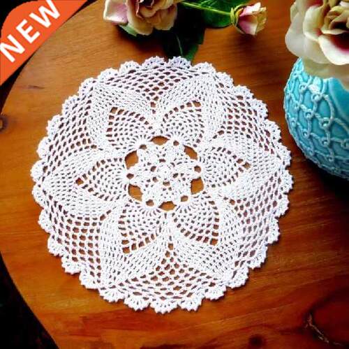 300mm Round Hand Crochet Floral Lace Hollow Table Mat Cloth