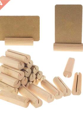 20Pcs Photo Holder Stumps Wood Clips with Kraft Paper Cards