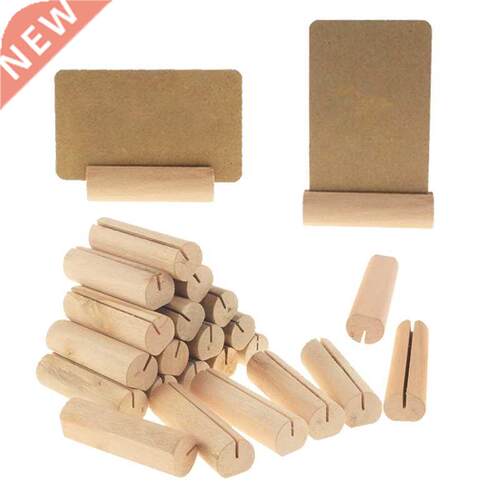 20Pcs Photo Holder Stumps Wood Clips with Kraft Paper Cards