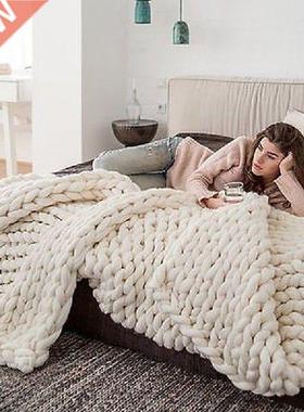 Fashion Hand Chunky Knitted Blanket Thick Yarn Wool-like