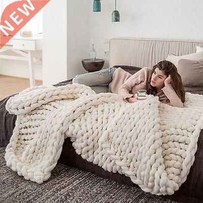 Fashion Hand Chunky Knitted Blanket Thick Yarn Wool-like