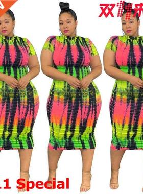 L-4XL large women's buttocks African print dress大码连衣裙女