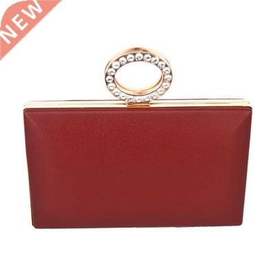 Circular Ring Pu Black Wine Evening Bag Chain oulder Bag W