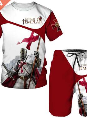 The Knight Templar Man Summer Set Sports Shorts + T-shirts M