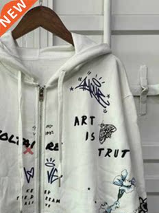 2022 Fall New Embroidered Hoodie Letter Print Women Jacket S