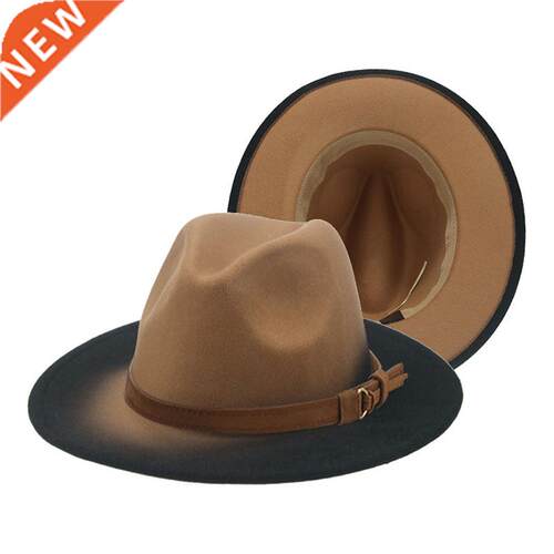 Women's Hat Fedora Gradient Color Red Blue Patchwork Men Hat