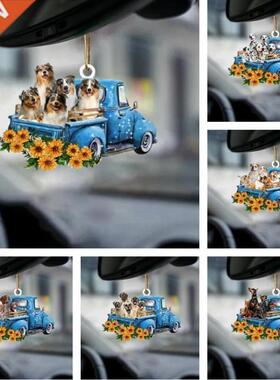 Car Hanging Ornament Cute Dog Car Pendant Sunflower Truck
