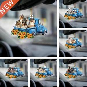 Car Hanging Ornament Cute Dog Car Pendant Sunflower Truck