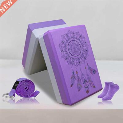 2pcs Set EVA Yoga Blocks with Strap&Socks Foam Stabi