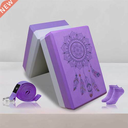 2pcs Set EVA Yoga Blocks with Strap&Socks Foam Stabi