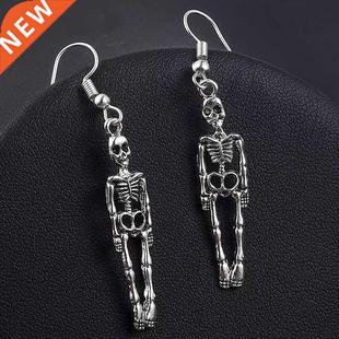 Halloween Vintage Skeleton Skull Dangle Earrings for Women J