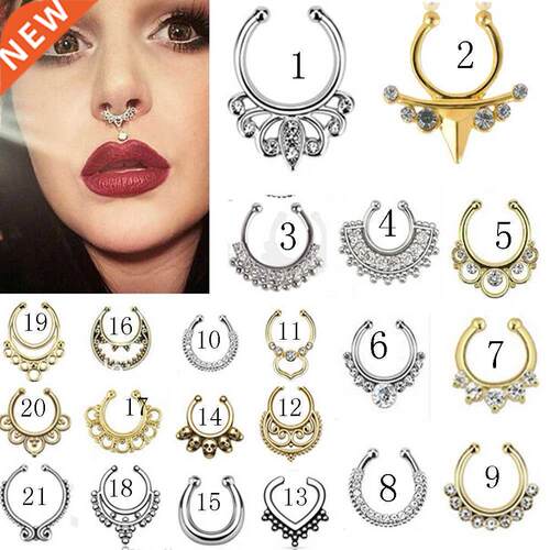 1 Pcs Stainless Steel Fake Nose Ring Clip On Septum Piercing