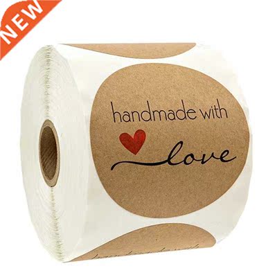 1.5Inch Round Natural Kraft Handmade Stickers scrapbooking f