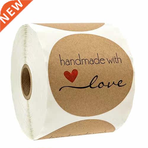 1.5Inch Round Natural Kraft Handmade Stickers scrapbooking f