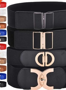 Women Wide Stchy Belt  Vintage Elastic Female Waist C