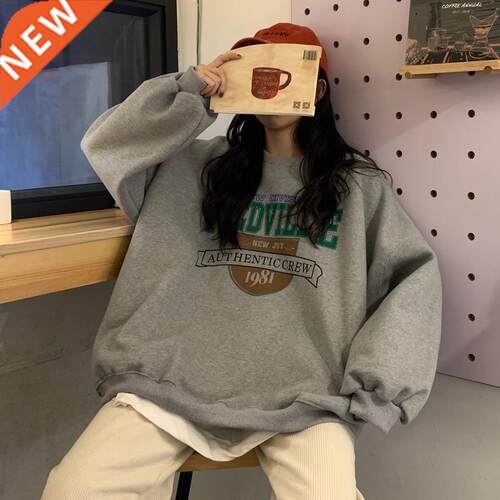 Autumn Women Loosed Hoodies Harajuku Letter Print Drawstring